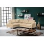 Canapé d'angle convertible en cuir italien de luxe 5 places NORIA avec coffre, beige, angle gauche