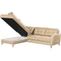 Canapé d'angle convertible en cuir italien de luxe 5 places NORIA avec coffre, beige, angle gauche