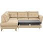 Canapé d'angle convertible en cuir italien de luxe 5 places NORIA avec coffre, beige, angle gauche