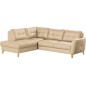 Canapé d'angle convertible en cuir italien de luxe 5 places NORIA avec coffre, beige, angle gauche