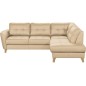 Canapé d'angle convertible en cuir italien de luxe 5 places NORIA avec coffre, beige, angle droit