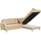 Canapé d'angle convertible en cuir italien de luxe 5 places NORIA avec coffre, beige, angle droit