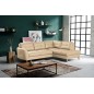 Canapé d'angle convertible en cuir italien de luxe 5 places NORIA avec coffre, beige, angle droit