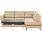 Canapé d'angle convertible en cuir italien de luxe 5 places NORIA avec coffre, beige, angle droit