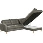 Canapé d'angle convertible en cuir italien de luxe 5 places NORIA avec coffre, taupe, angle droit