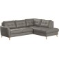 Canapé d'angle convertible en cuir italien de luxe 5 places NORIA avec coffre, taupe, angle droit