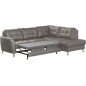 Canapé d'angle convertible en cuir italien de luxe 5 places NORIA avec coffre, taupe, angle droit
