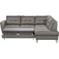 Canapé d'angle convertible en cuir italien de luxe 5 places NORIA avec coffre, taupe, angle droit