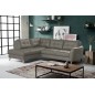 Canapé d'angle convertible en cuir italien de luxe 5 places NORIA avec coffre, taupe, angle gauche