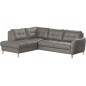 Canapé d'angle convertible en cuir italien de luxe 5 places NORIA avec coffre, taupe, angle gauche