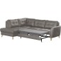Canapé d'angle convertible en cuir italien de luxe 5 places NORIA avec coffre, taupe, angle gauche