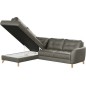 Canapé d'angle convertible en cuir italien de luxe 5 places NORIA avec coffre, taupe, angle gauche