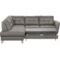 Canapé d'angle convertible en cuir italien de luxe 5 places NORIA avec coffre, taupe, angle gauche