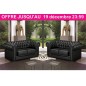 Ensemble composé de 2 canapés 2 places en cuir italien CHESTERFIELD, noir