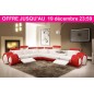 Canapé d'angle en cuir italien 5/6 places PETIT EXCELIA, blanc et rouge, angle gauche Canapé d'angle en cuir italien 5/6 places PETIT EXCELIA, blanc et rouge, angle gauche