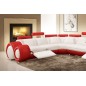 Canapé d'angle en cuir italien 5/6 places PETIT EXCELIA, blanc et rouge, angle gauche Canapé d'angle en cuir italien 5/6 places PETIT EXCELIA, blanc et rouge, angle gauche