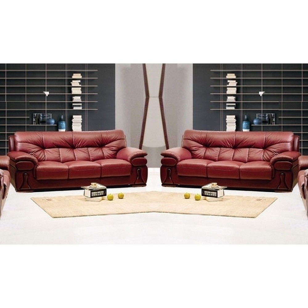 Ensemble de 2 canapés 3 places OXFORD en cuir luxe italien vachette, bordeaux Ensemble de 2 canapés 3 places OXFORD en cuir luxe italien vachette, bordeaux
