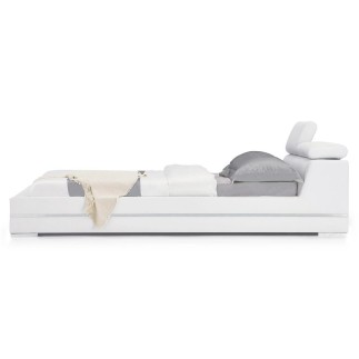 Lit design en cuir italien de luxe FENDO, avec sommier à lattes, blanc, 180x200