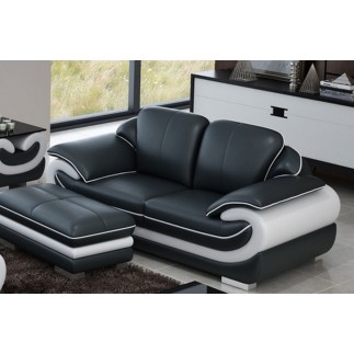 Ensemble canapé 3 places et 2 places et fauteuil en cuir italien vachette CANDIDE, bordeaux et noir, avec TABLE BASSE