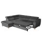 Canapé d'angle convertible en velours luxe 5 places, ASTERIA gris foncé, angle gauche