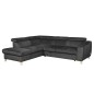 Canapé d'angle convertible en velours luxe 5 places, ASTERIA gris foncé, angle gauche