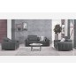 Ensemble Canapé 3 places et 2 places et fauteuil 1 place en cuir italien buffle LUXY, gris foncé