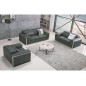 Ensemble Canapé 3 places et 2 places et fauteuil 1 place en cuir italien buffle LUXY, gris foncé