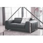Ensemble Canapé 3 places et 2 places et fauteuil 1 place en cuir italien buffle LUXY, gris foncé