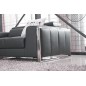 Ensemble Canapé 3 places et 2 places et fauteuil 1 place en cuir italien buffle LUXY, gris foncé