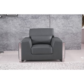 Ensemble Canapé 3 places et 2 places et fauteuil 1 place en cuir italien buffle LUXY, gris foncé
