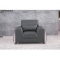 Ensemble Canapé 3 places et 2 places et fauteuil 1 place en cuir italien buffle LUXY, gris foncé
