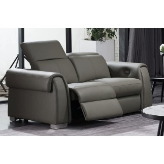 Ensemble avec 4 relax électriques, 2 canapés 2 places en cuir italien buffle TOPRELAX, gris foncé