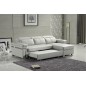 Canapé d'angle convertible en cuir buffle italien 5 places, ALLURE, blanc, angle droit