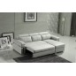 Canapé d'angle convertible en cuir buffle italien 5 places, ALLURE, blanc, angle droit