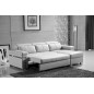 Canapé d'angle convertible en cuir buffle italien 5 places, ALLURE, blanc, angle droit