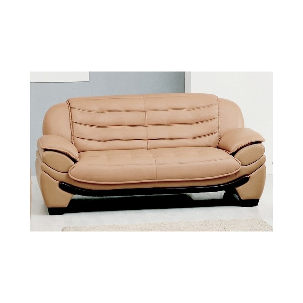 Canapé 2 places en cuir italien BENSON, beige.