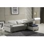 Canapé d'angle convertible en cuir buffle italien 5 places, ALLURE, blanc, angle droit