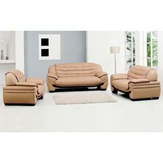 Canapé 2 places en cuir italien BENSON, beige.