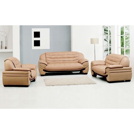 Canapé 2 places en cuir italien BENSON, beige.