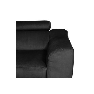 - Canapé d'angle en velours luxe 5 places, ASHLEY, noir, angle gauche (vu de face)