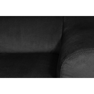 - Canapé d'angle en velours luxe 5 places, ASHLEY, noir, angle gauche (vu de face)