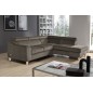 Canapé d'angle en velours luxe 5 places, ASHLEY, taupe, angle droit (vu de face)