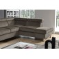 Canapé d'angle en velours luxe 5 places, ASHLEY, taupe, angle droit (vu de face)