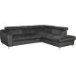 Canapé d'angle en velours luxe 5 places, ASHLEY, gris foncé, angle droit (vu de face)