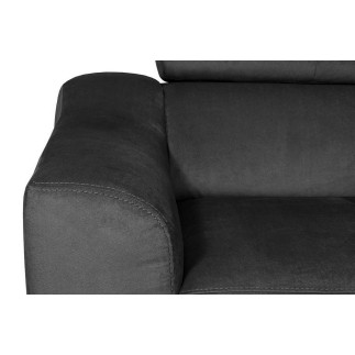 Canapé d'angle en velours luxe 5 places, ASHLEY, gris foncé, angle droit (vu de face)