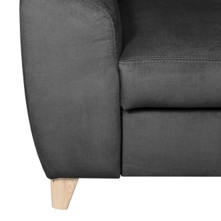 Canapé d'angle en velours luxe 5 places, ASHLEY, gris foncé, angle droit (vu de face)
