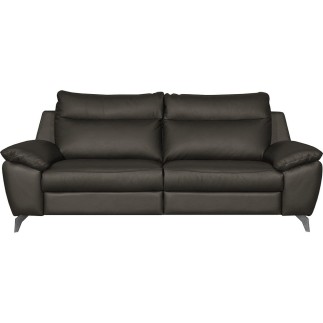 Canapé taille 2 places en 100% tout cuir épais de luxe italien, PERLA, anthracite