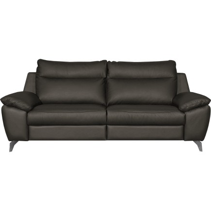 Canapé taille 2 places en 100% tout cuir épais de luxe italien, PERLA, anthracite