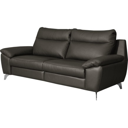Canapé taille 2 places en 100% tout cuir épais de luxe italien, PERLA, anthracite