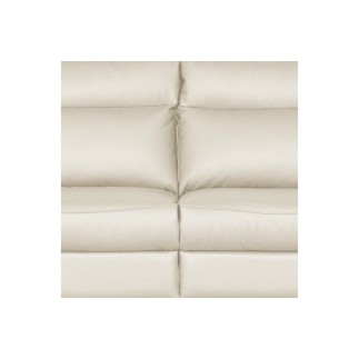 Canapé taille 2 places en 100% tout cuir épais de luxe italien, PERLA, blanc cassé